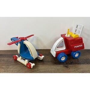 Vintage My First Buddy Toy Police Blue Helicopter & Fire Truck Rescue Buddy L